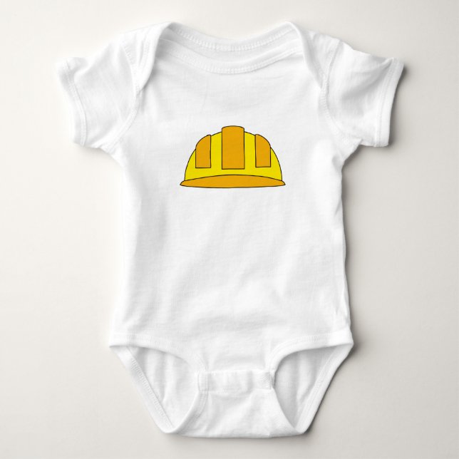 Yellow Hard Hat Cartoon Baby Strampler (Vorderseite)