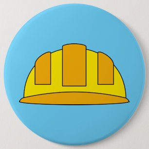 Yellow Hard Hat Cartoon Button