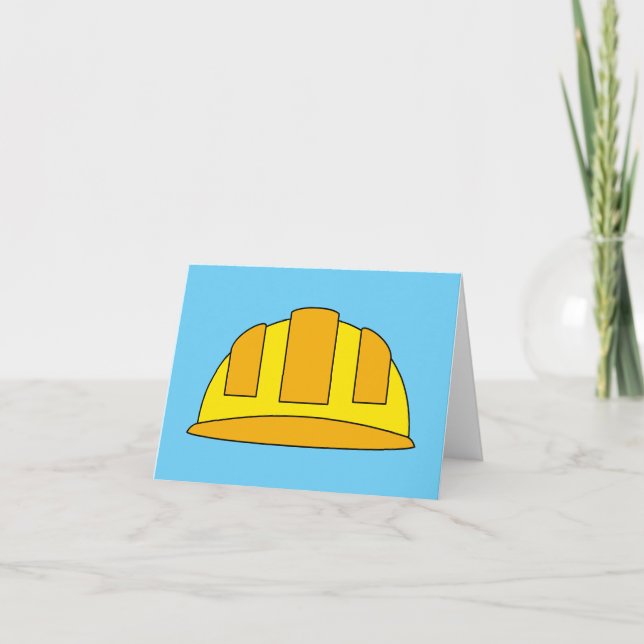 Yellow Hard Hat Cartoon Dankeskarte (Vorderseite)