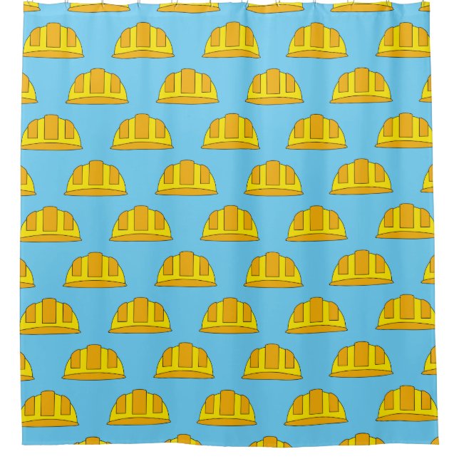 Yellow Hard Hat Cartoon Duschvorhang (Vorderseite)