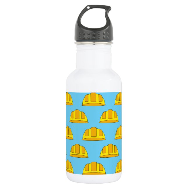 Yellow Hard Hat Cartoon Edelstahlflasche (Vorderseite)