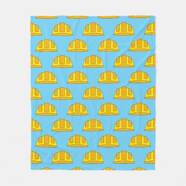 Yellow Hard Hat Cartoon Fleecedecke (Vorderseite)
