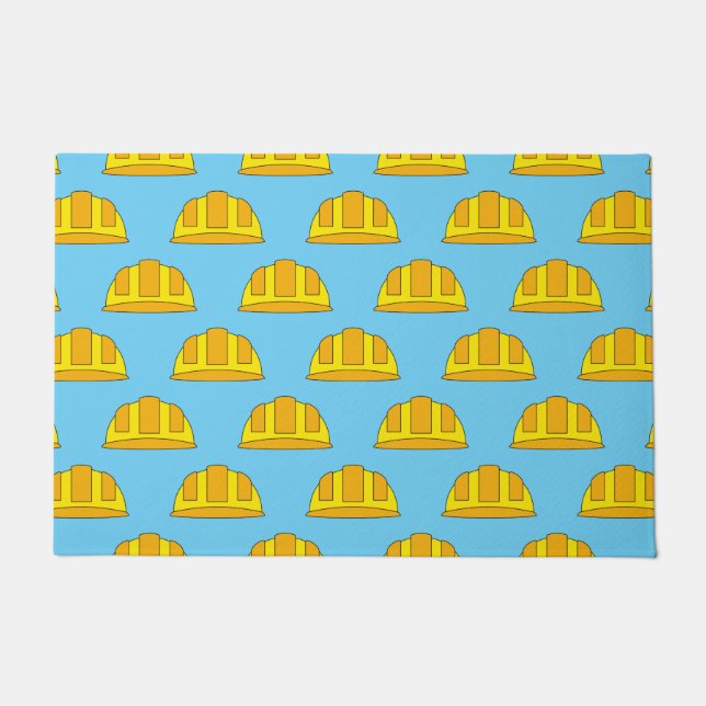 Yellow Hard Hat Cartoon Fußmatte (Vorderseite)