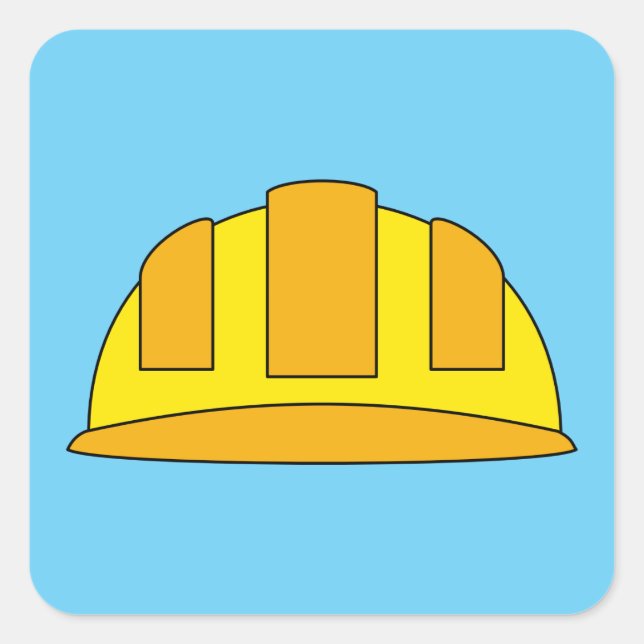 Yellow Hard Hat Cartoon Quadratischer Aufkleber (Vorderseite)
