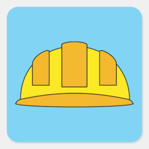 Yellow Hard Hat Cartoon Quadratischer Aufkleber