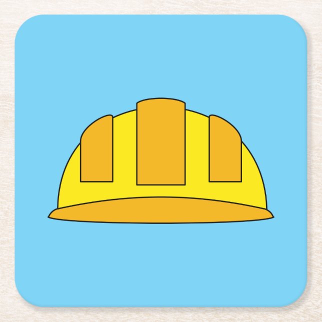 Yellow Hard Hat Cartoon Rechteckiger Pappuntersetzer (Vorderseite)