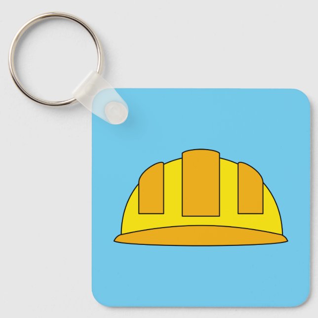 Yellow Hard Hat Cartoon Schlüsselanhänger (Vorderseite)