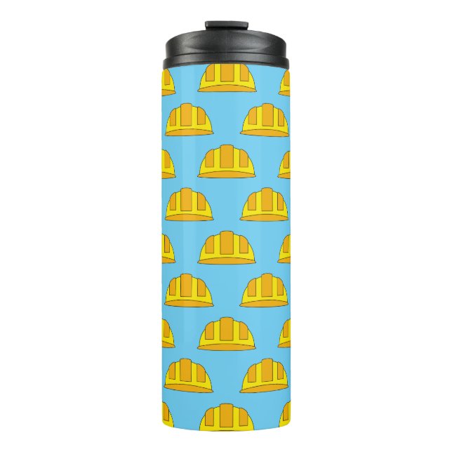 Yellow Hard Hat Cartoon Thermosbecher (Vorderseite)