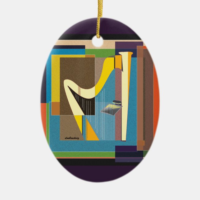 Yellow Harp Keramik Ornament (Vorne)