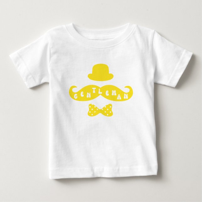 Yellow Hat Mustache Lässig Baby Boy T - Shirt (Vorderseite)