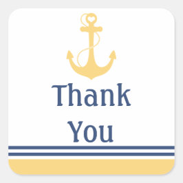 Yellow Heart Anchor Vielen Dank Quadratischer Aufkleber