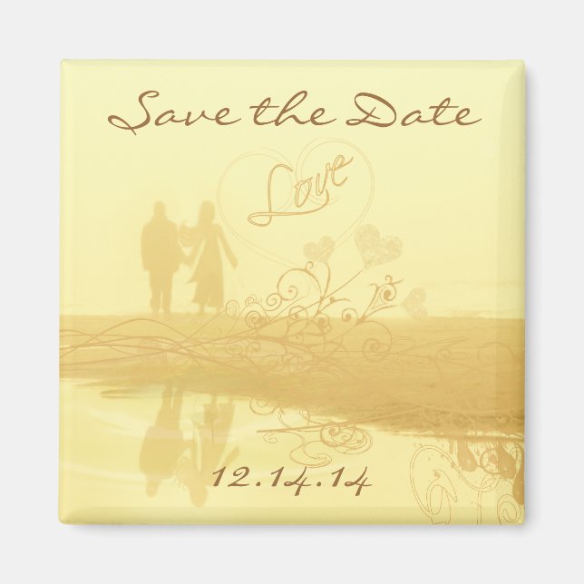 Yellow Heart Beach Hochzeit Magnet (Vorne)