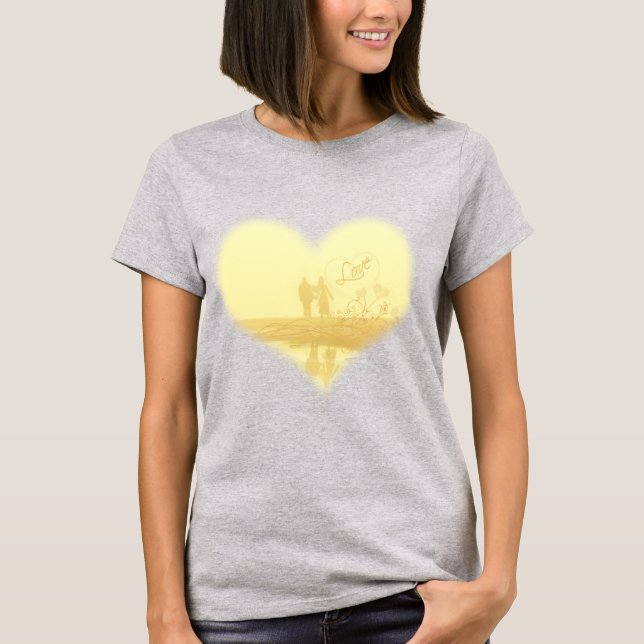 Yellow Heart Beach Hochzeit T-Shirt (Vorderseite)