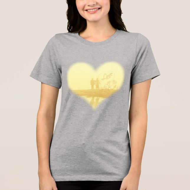 Yellow Heart Beach Hochzeit Tri-Blend Shirt (Vorderseite)
