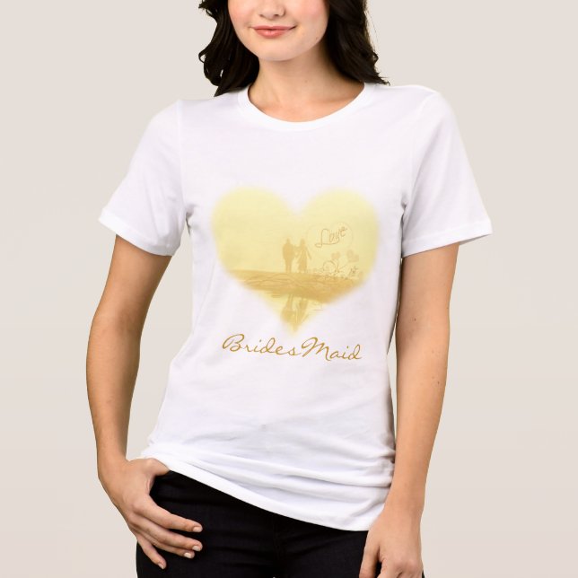 Yellow Heart Beach Hochzeit Tri-Blend Shirt (Vorderseite)