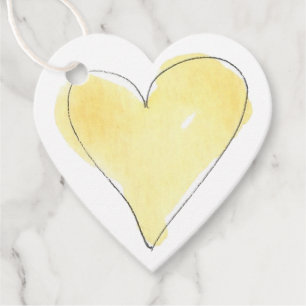 Yellow Heart Sweet Liebe Watercolor Art Friendly Geschenkanhänger