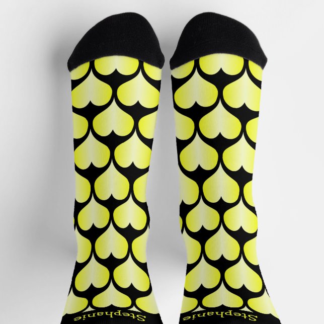 Yellow Hearts Design Personalisiert Socken (Oben)