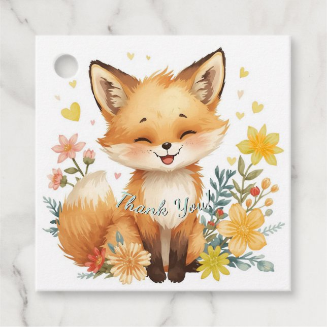 Yellow Hearts Pastel Floral Birthday Neutral Party Geschenkanhänger (Vorderseite)