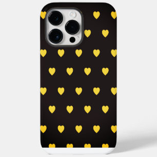 Yellow Hearts Pattern iPhone 14 Pro Max Hülle
