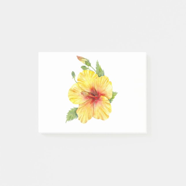 Yellow Hibiscus Botanical Post-it Klebezettel (Vorderseite)