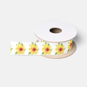 Yellow Hibiscus Botanical Satinband