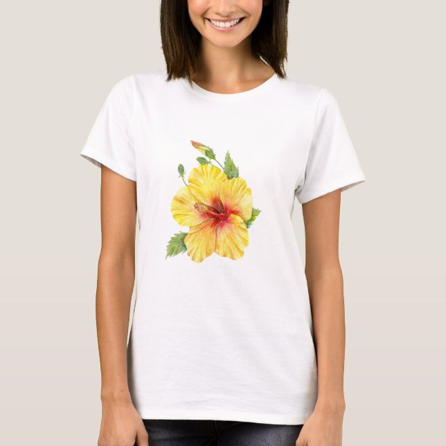 Yellow Hibiscus Botanical T-Shirt (Vorderseite)