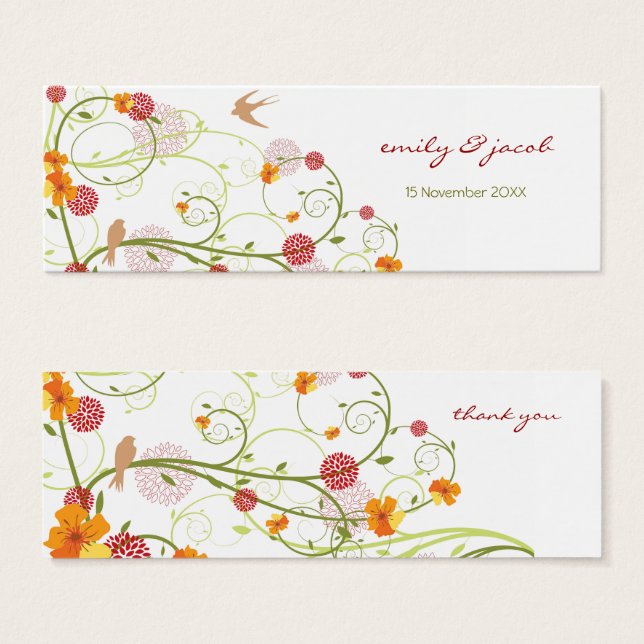 Yellow Hibiscus Swirls & Swallows Wedding Gift Tag (Vorne & Hinten)