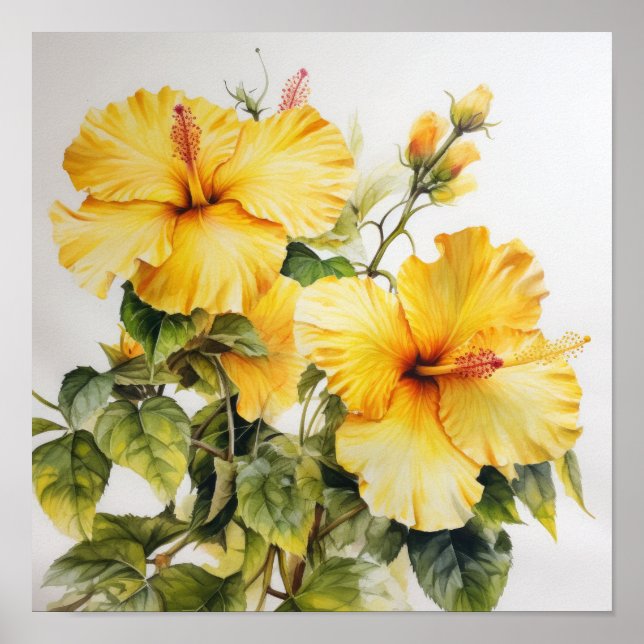 Yellow Hibiskus Blume Art Print Poster (Vorne)