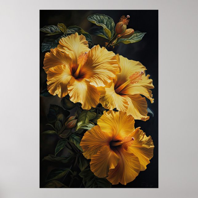 Yellow Hibiskus Blume Art Print Poster (Vorne)