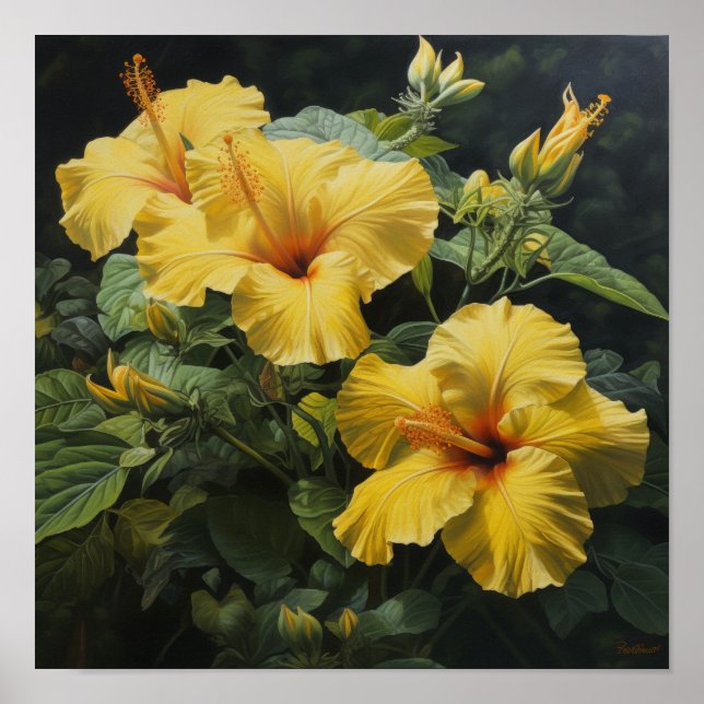 Yellow Hibiskus Blume Art Print Poster (Vorne)