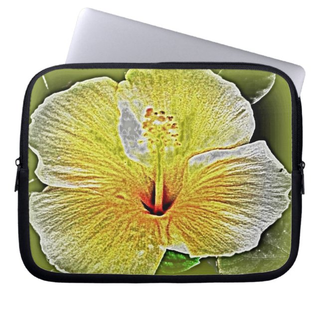 Yellow Hibiskus Electronics Bag Laptopschutzhülle (Vorderseite)