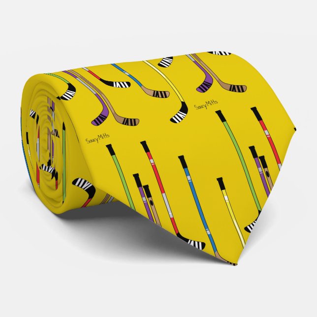 Yellow Hockey Sticks Krawatte (Gerollt)