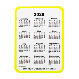 Yellow Holiday Calendar von Janz Magnet
