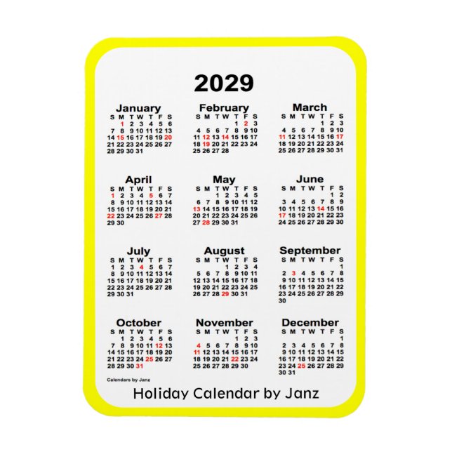 Yellow Holiday Calendar von Janz Magnet (Vertikal)