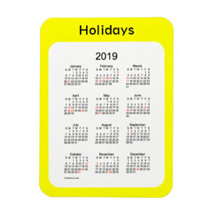 Yellow Holiday Calendar von Janz Magnet