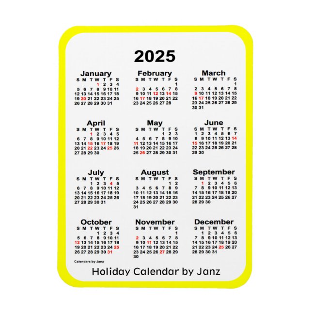 Yellow Holiday Calendar von Janz Magnet (Vertikal)
