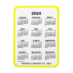 Yellow Holiday Calendar von Janz Magnet
