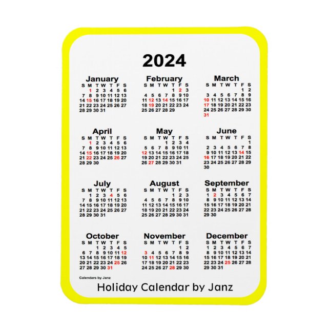 Yellow Holiday Calendar von Janz Magnet (Vertikal)