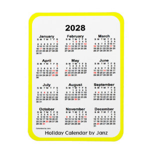 Yellow Holiday Calendar von Janz Magnet