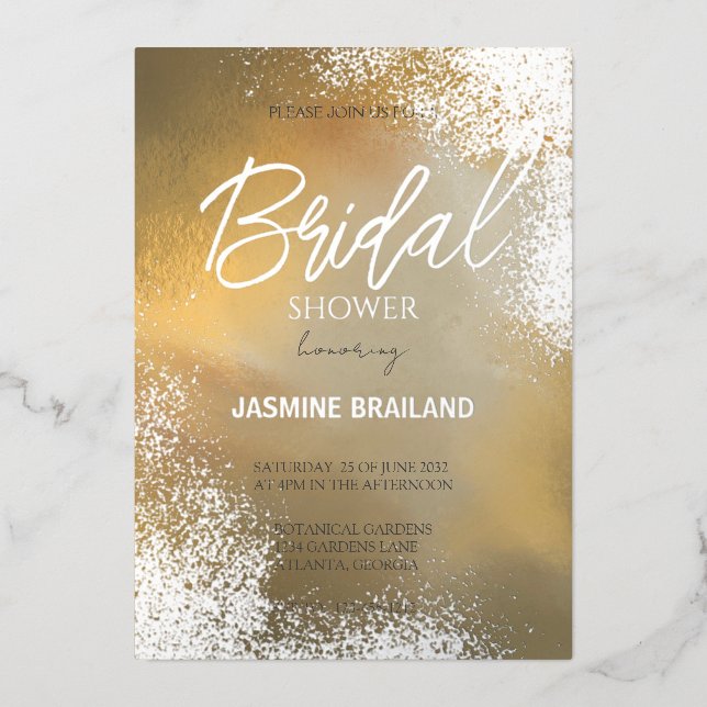 Yellow Hombre Cosmic Wash Brautparty Sparkline Folieneinladung (Vorderseite)