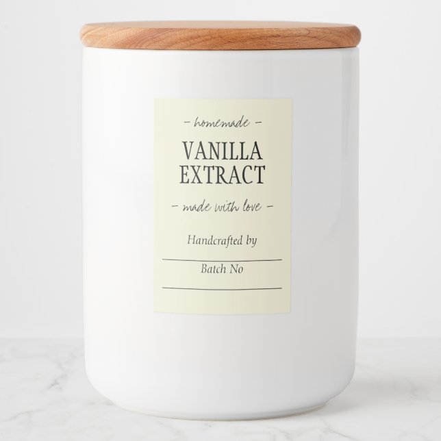 Yellow Homemade handgefertigte Vanilla Extrahierun Lebensmitteletikett (Vorderseite)