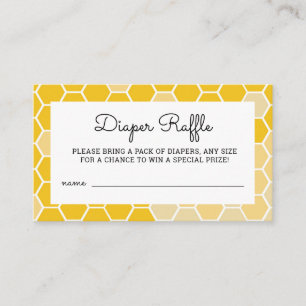 Yellow Honey Bee Baby Shower Diaper Raffelkarten Begleitkarte