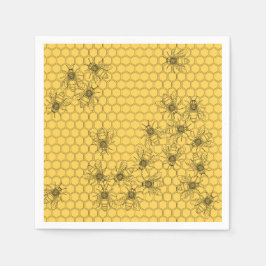 Yellow Honey Bee & Honeycomb Paper Serviette