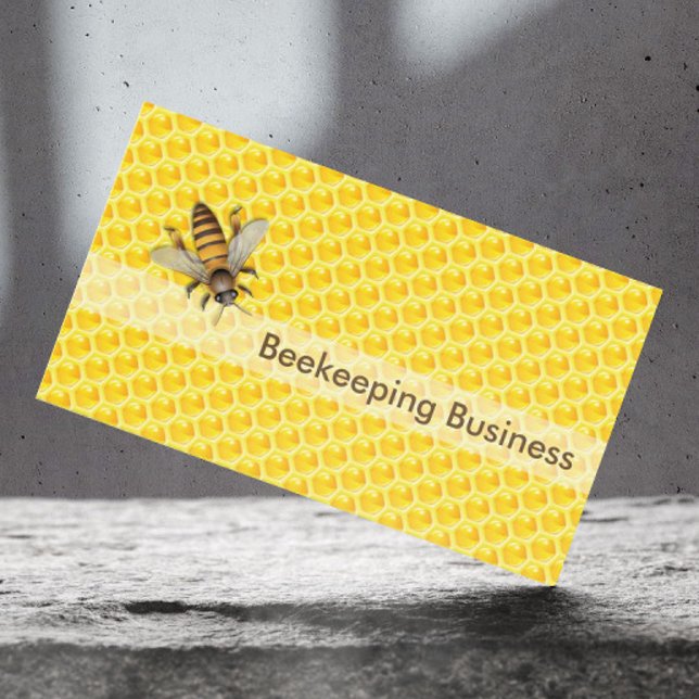 Yellow Honeycomb Beekeeping Apiary Business Card Visitenkarte (Von Creator hochgeladen)