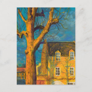 Yellow House Old Tree Landschaft Normandie Frankre Postkarte