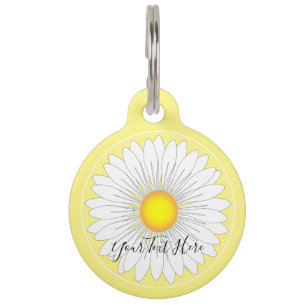 Yellow Hübsch Little Daisy Round Haustiermarke