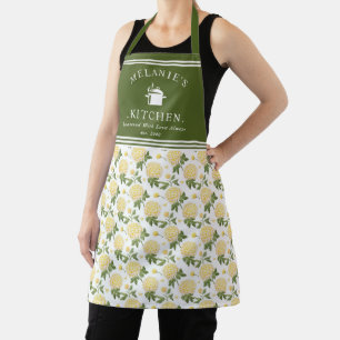 Yellow Hydragea Floral Personalisiert Kitchen Schürze
