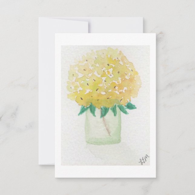Yellow Hydrangea Blume Mitteilungskarten (Vorderseite)