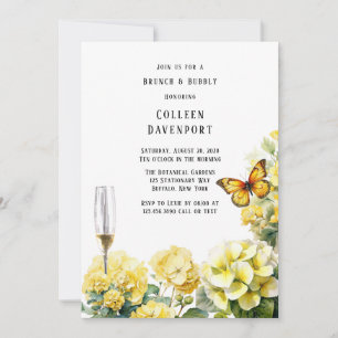 Yellow Hydrangea Butterfly Brunch & Bubbly Einladung