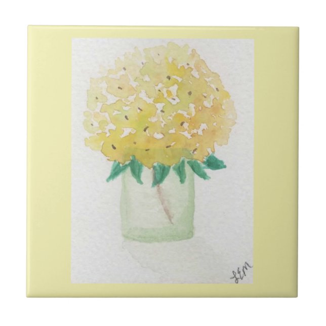 Yellow Hydrangea Fliese (Vorderseite)